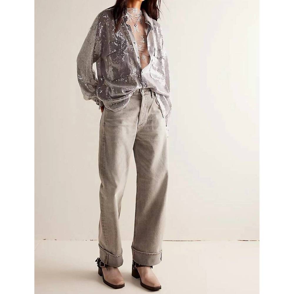 NEW FREE PEOPLE disco margarita button down shirt in rocket - Picture 4 of 4